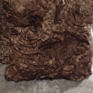 Brown Rosette Decorative Throw Pillow